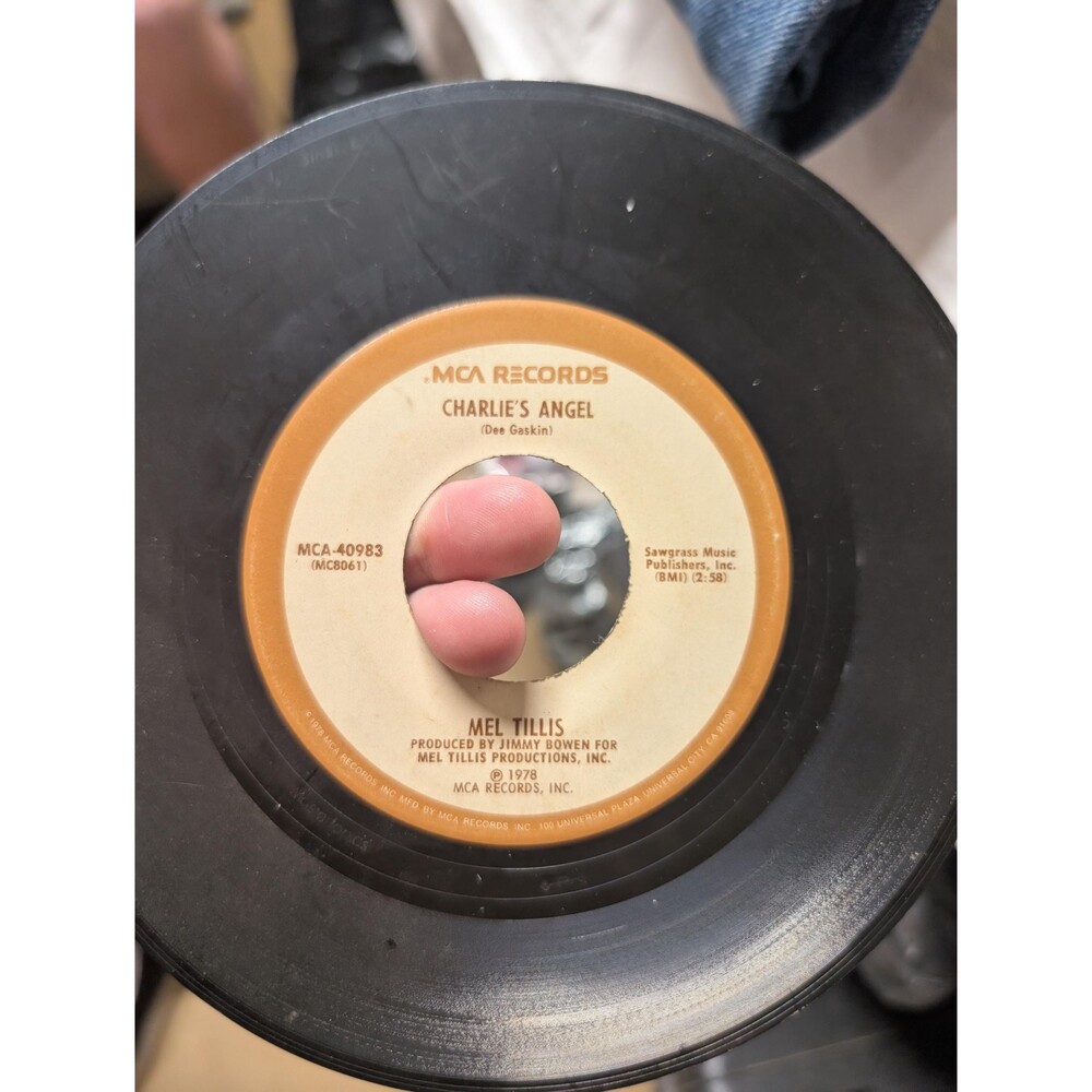 Mel Tillis 45 RPM Vinyl Record - Charlies Angel & Tucson - Free Shipping